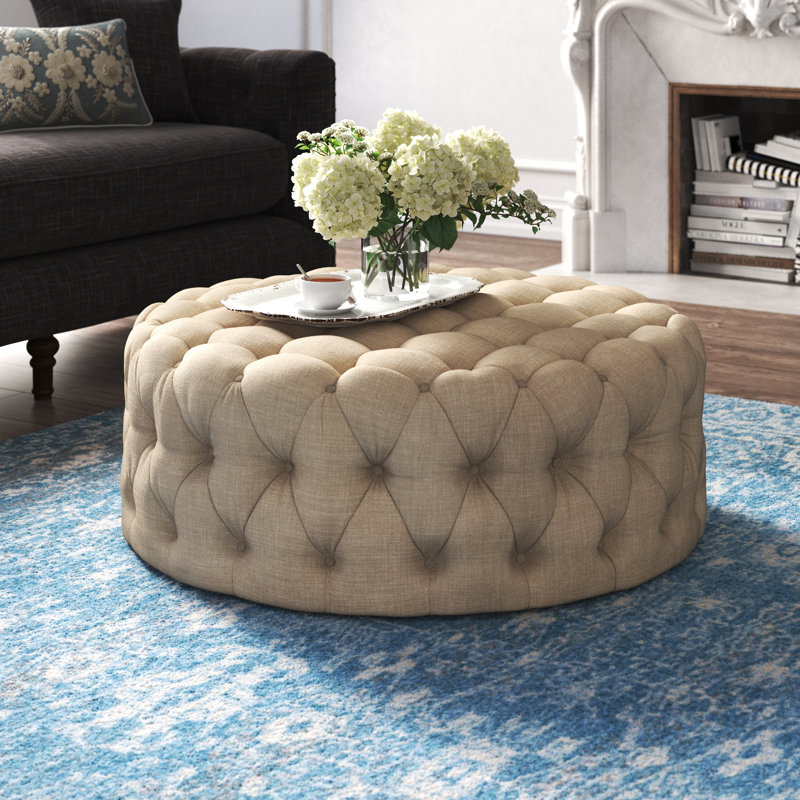 Kelly Clarkson Home Acklen 41.73" Tufted Round Cocktail Ottoman ...